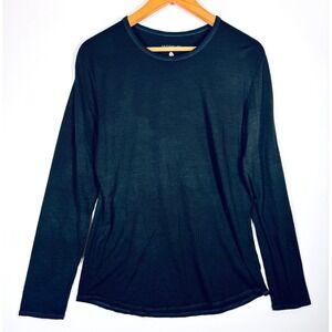 SegMents Merino Wool Top Women Large Black Green Minimalist Lightweight Layering